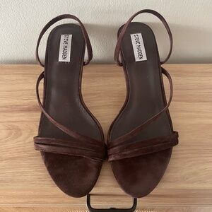 Steve Madden Lamora Chocolate Brown Suede Strappy Mule Heel - Size 9.5